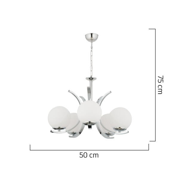 Plüton 5'Li Krom Modern Mutfak Salon Avize