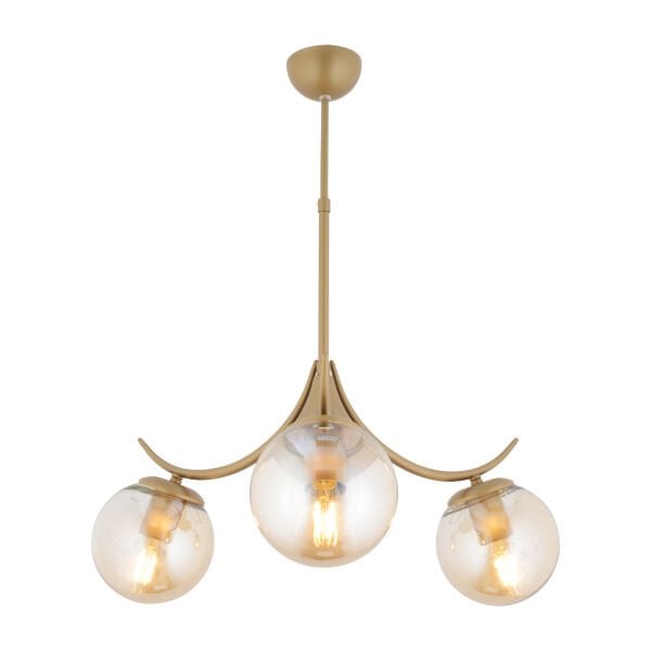 Germaine 3'lü Yuvarlak Eskitme Bal Camlı Modern Oturma Odası Salon Avize