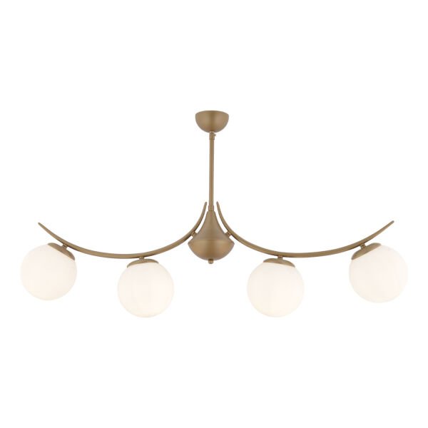 Germaine 4'lü Sıralı Eskitme Beyaz Camlı Modern Oturma Odası Salon Avize