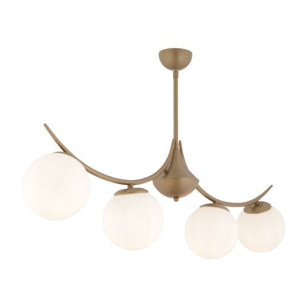 Germaine 4'lü Sıralı Eskitme Beyaz Camlı Modern Oturma Odası Salon Avize