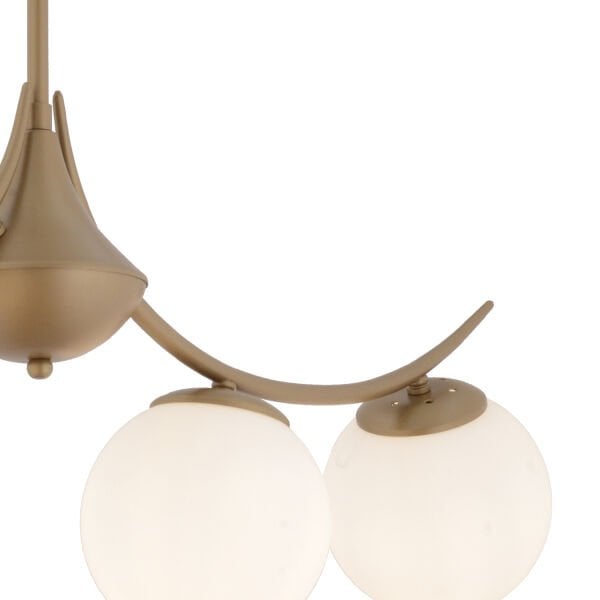 Germaine 4'lü Sıralı Eskitme Beyaz Camlı Modern Oturma Odası Salon Avize