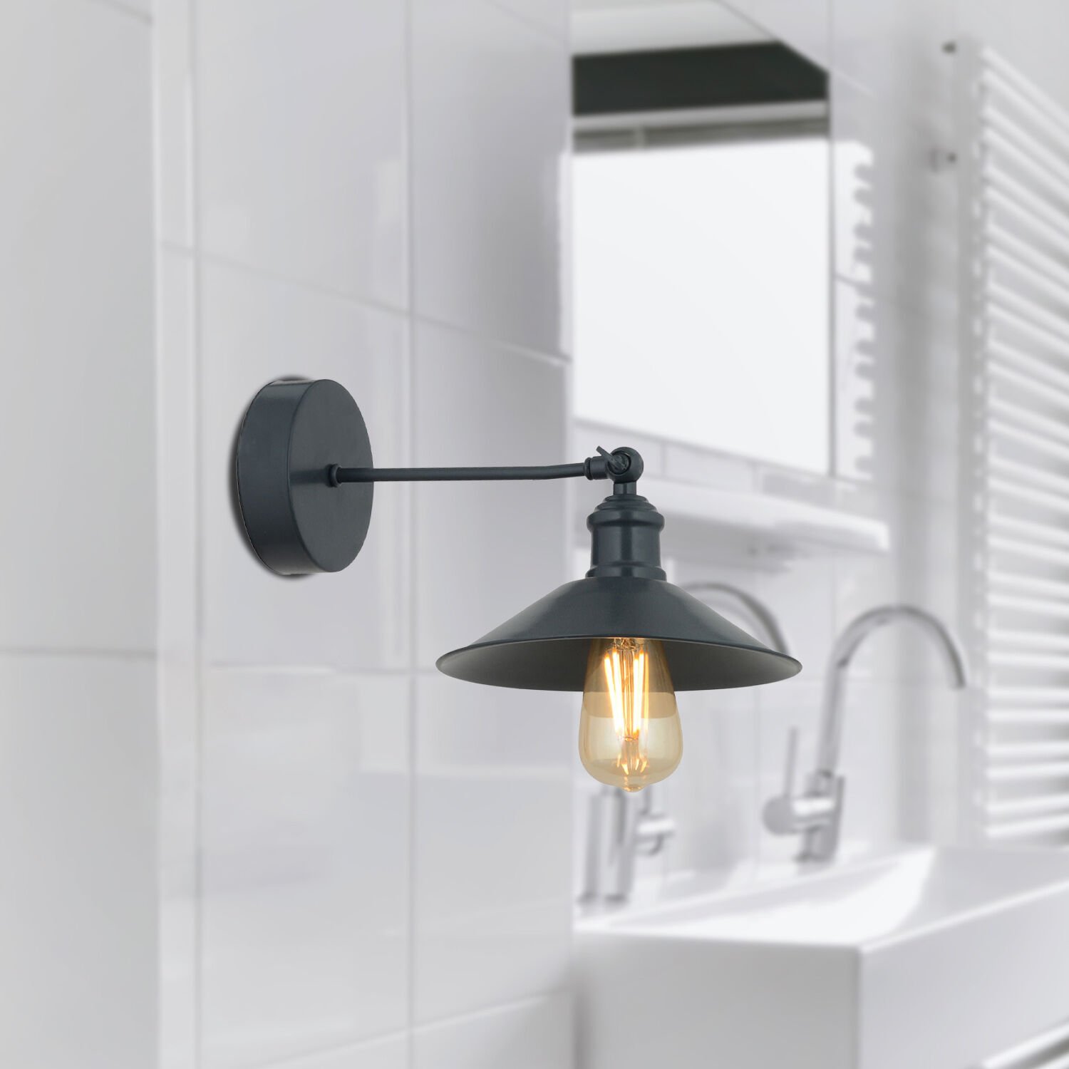 Yekta Siyah Yatak Odası-Yatak başı,Cafe,Restoran için Duvar Lambası Retro Aplik