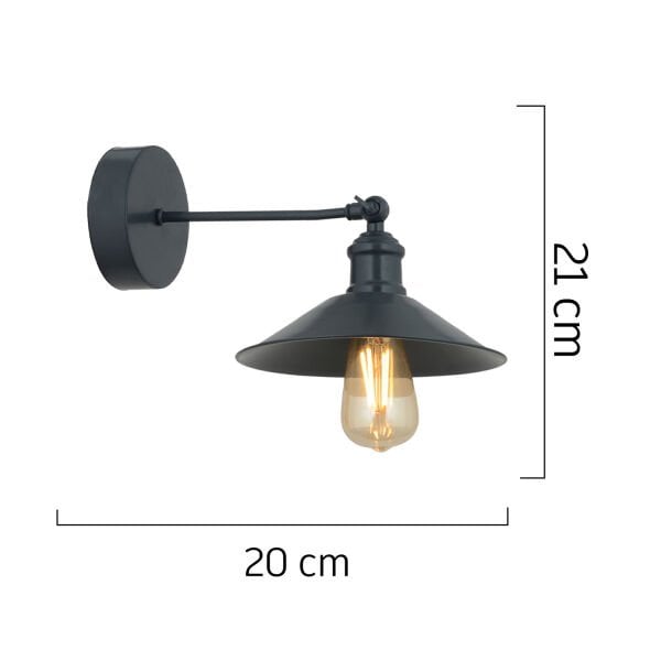 Yekta Siyah Yatak Odası-Yatak başı,Cafe,Restoran için Duvar Lambası Retro Aplik