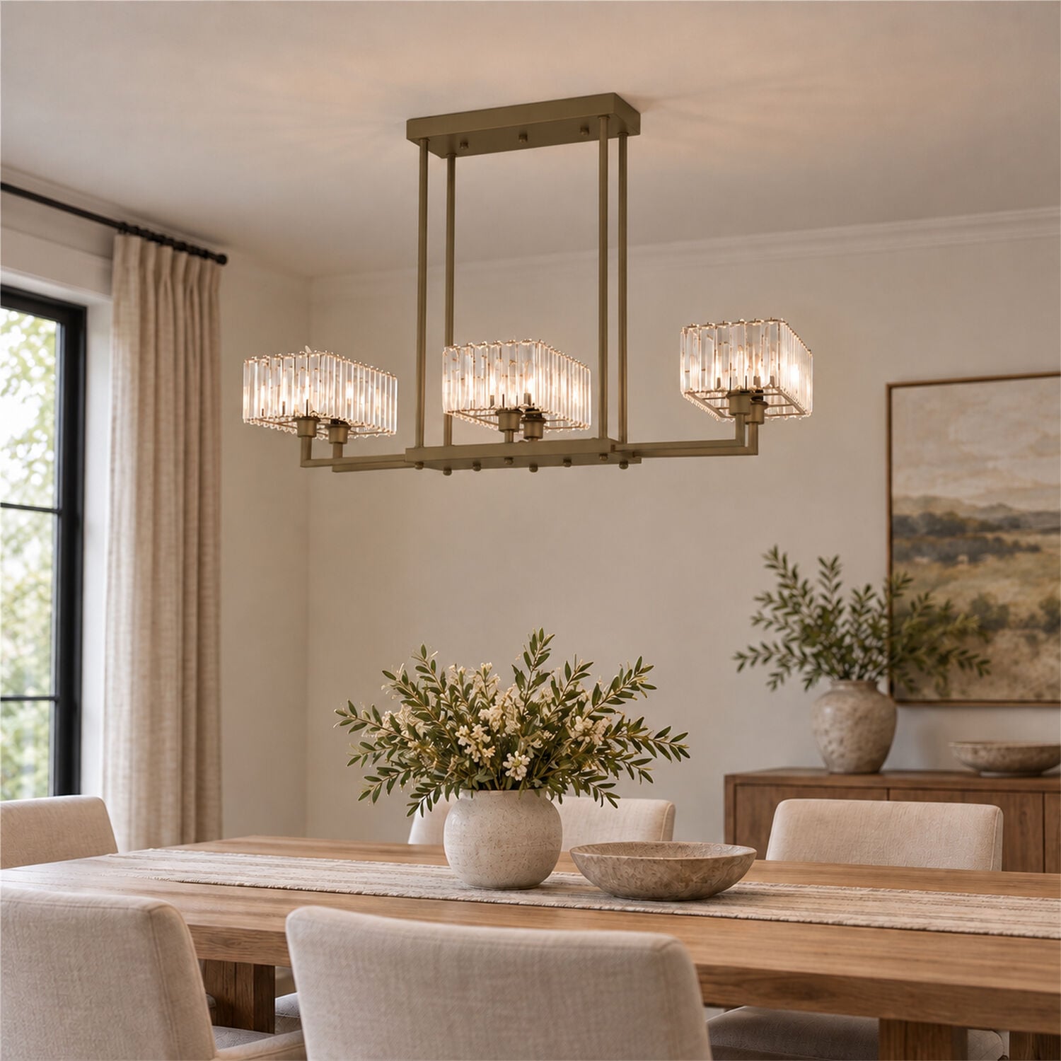 Brambles 6'lı Eskitme Kristalli Taşlı Modern Tasarım Kristal Salon Avize