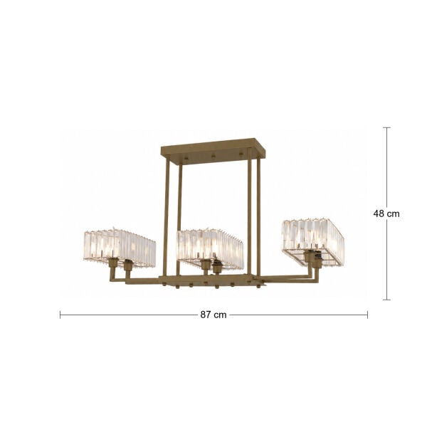 Brambles 6'lı Eskitme Kristalli Taşlı Modern Tasarım Kristal Salon Avize