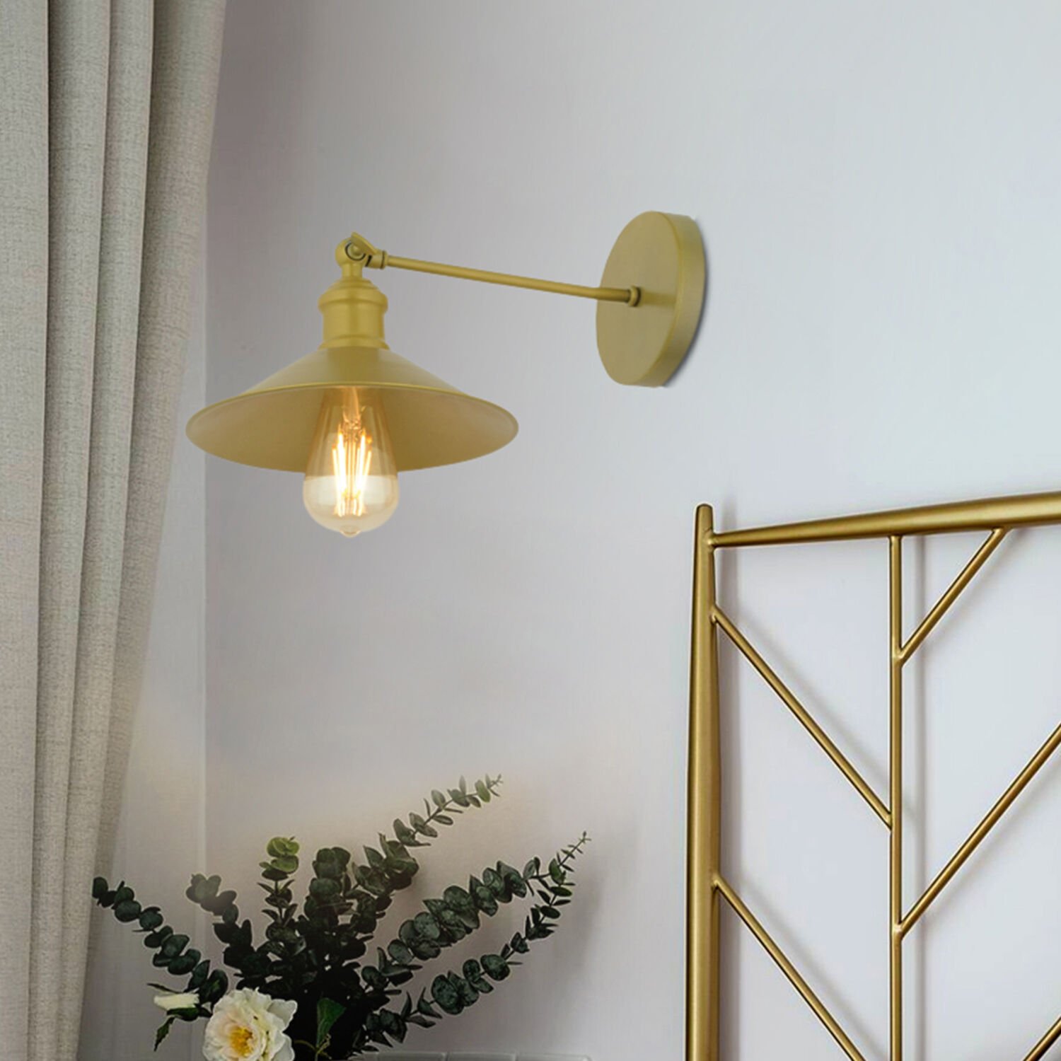 Yekta Gold Duvar Lambası Yatak Odası-Yatak Başı-Banyo İçin Modern Aplik