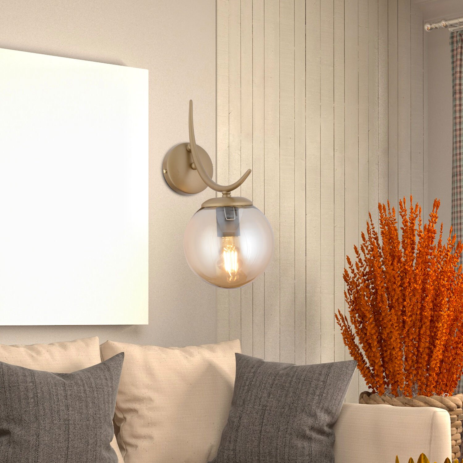 Germaine Tekli Eskitme Bal Camlı Modern Yatak Başı, Salon Aplik