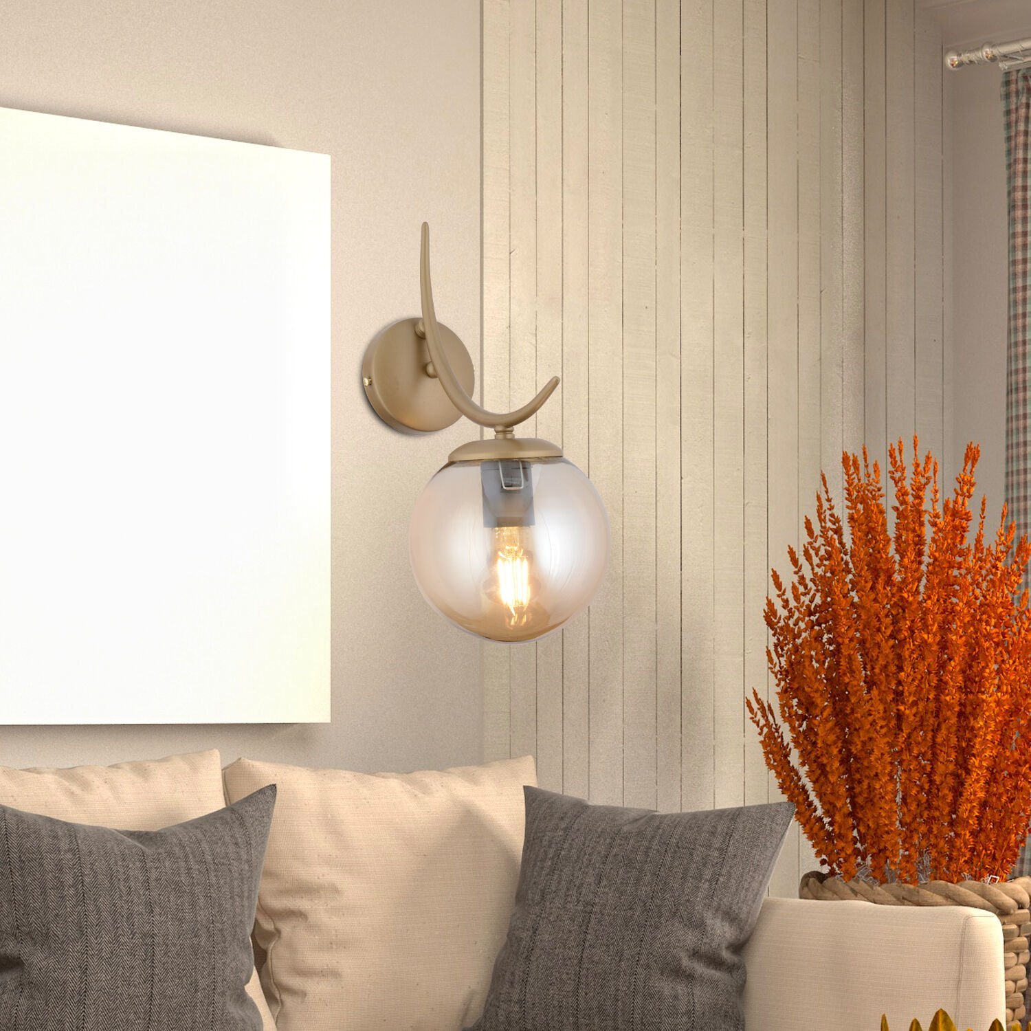 Germaine Tekli Eskitme Bal Camlı Modern Yatak Başı, Salon Aplik