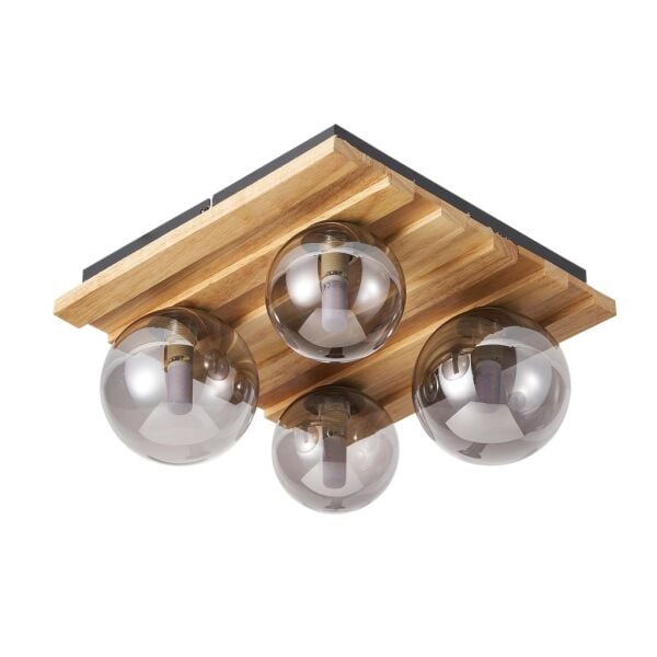 Meggy 4'Lü Ahşap Plafonyer Avize