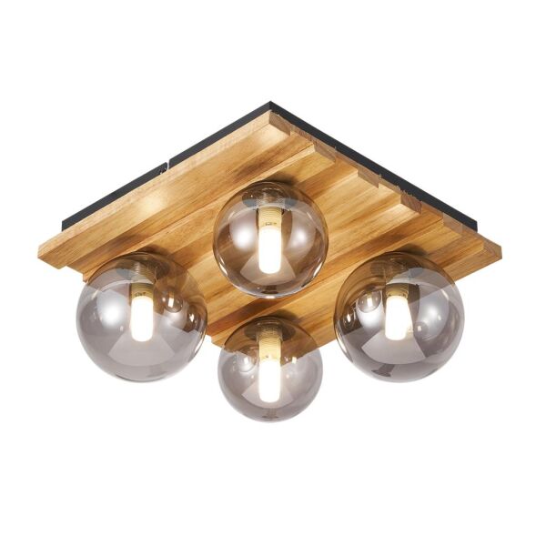 Meggy 4'Lü Ahşap Plafonyer Avize