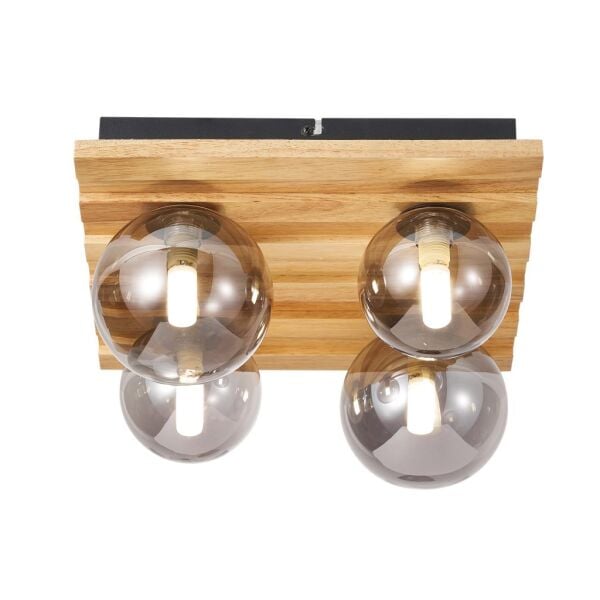 Meggy 4'Lü Ahşap Plafonyer Avize