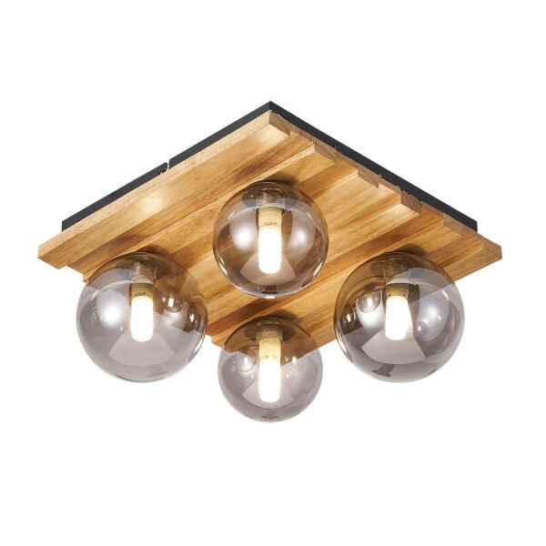 Meggy 4'Lü Ahşap Plafonyer Avize