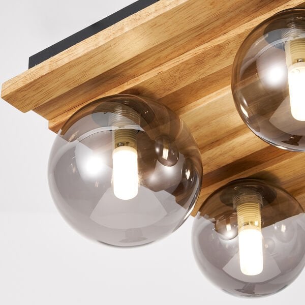 Meggy 4'Lü Ahşap Plafonyer Avize