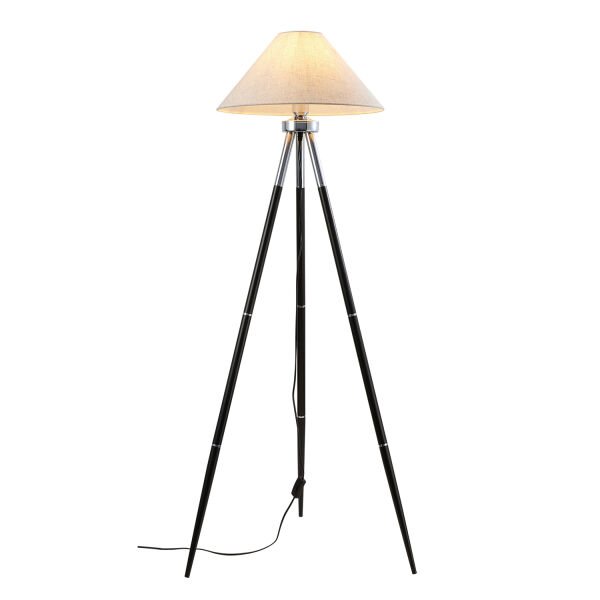 Cosby Siyah-Krom Kaplamalı Tripod Metal 3 Ayaklı Lambader