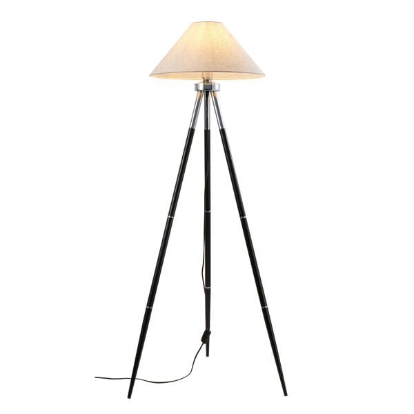 Cosby Siyah-Krom Kaplamalı Tripod Metal 3 Ayaklı Lambader