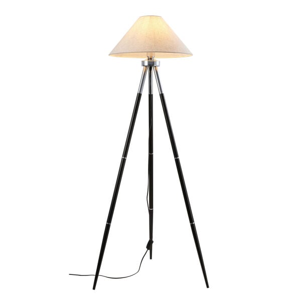 Cosby Siyah-Krom Kaplamalı Tripod Metal 3 Ayaklı Lambader