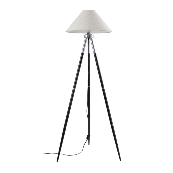Cosby Siyah-Krom Kaplamalı Tripod Metal 3 Ayaklı Lambader