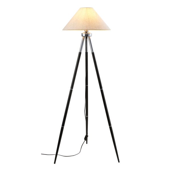 Cosby Siyah-Krom Kaplamalı Tripod Metal 3 Ayaklı Lambader