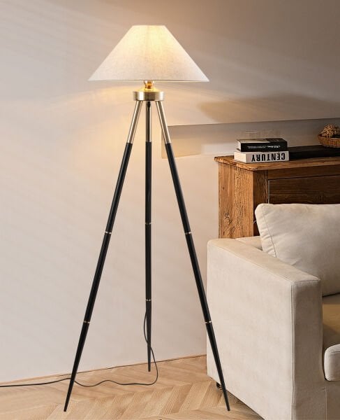 Cosby Siyah-Gold Kaplamalı Tripod Metal 3 Ayaklı Lambader