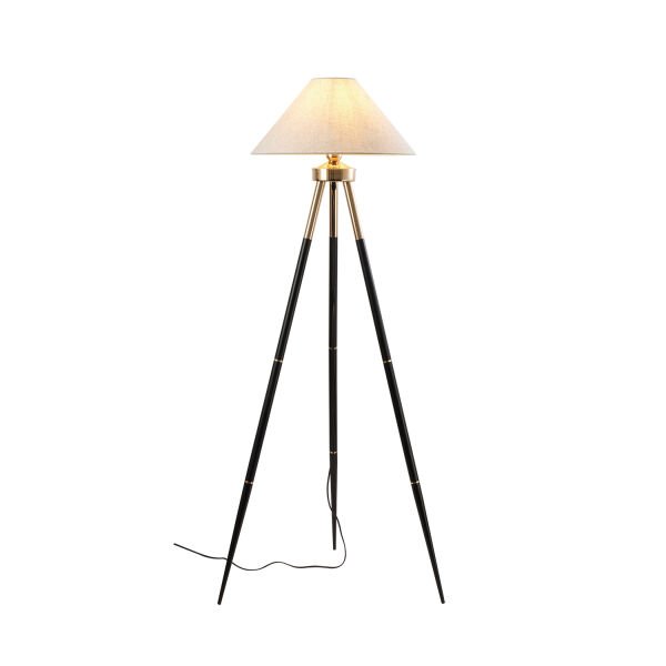 Cosby Siyah-Gold Kaplamalı Tripod Metal 3 Ayaklı Lambader