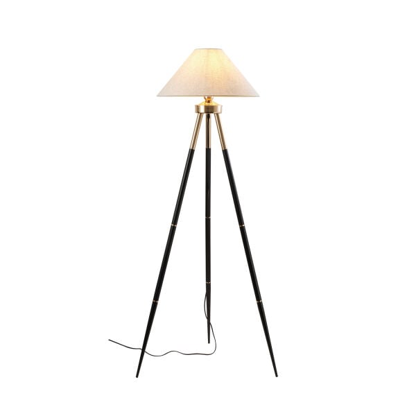 Cosby Siyah-Gold Kaplamalı Tripod Metal 3 Ayaklı Lambader