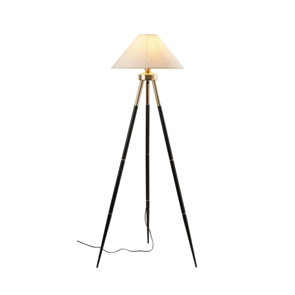 Cosby Siyah-Gold Kaplamalı Tripod Metal 3 Ayaklı Lambader