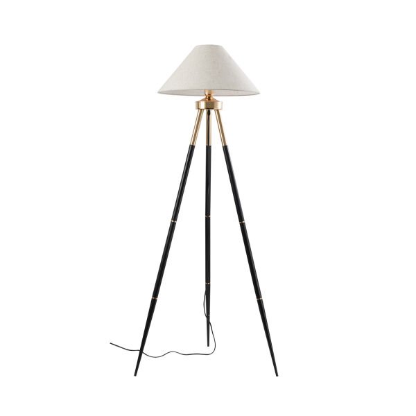 Cosby Siyah-Gold Kaplamalı Tripod Metal 3 Ayaklı Lambader