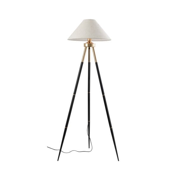 Cosby Siyah-Gold Kaplamalı Tripod Metal 3 Ayaklı Lambader