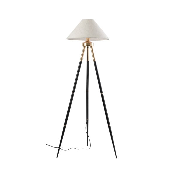 Cosby Siyah-Gold Kaplamalı Tripod Metal 3 Ayaklı Lambader