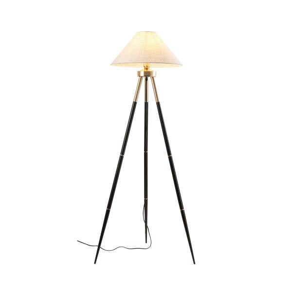 Cosby Siyah-Gold Kaplamalı Tripod Metal 3 Ayaklı Lambader