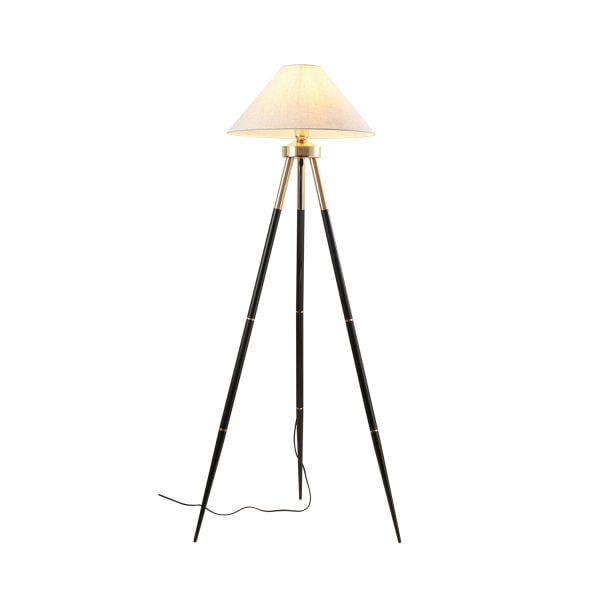Cosby Siyah-Gold Kaplamalı Tripod Metal 3 Ayaklı Lambader