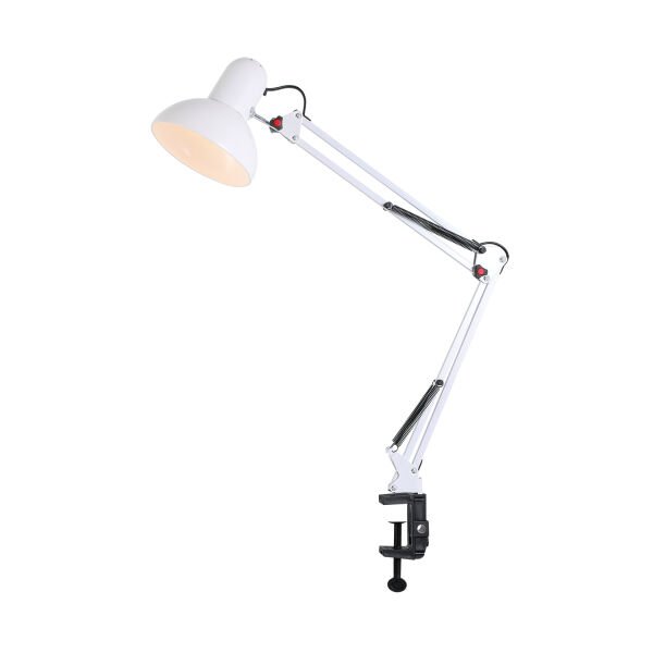 Perro Mandallı Beyaz Ders Çalışma Masası Lambası