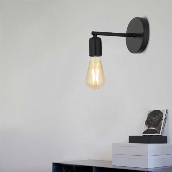 Binay Siyah Boyalı Duvar Lambası Yatak Odası-Yatak Başı-Banyo Retro Aplik