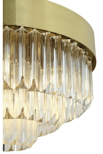 Hanzade Yuvarlak Eskitme  Kristalli, Taşlı Modern Tasarım Kristal Salon Avize