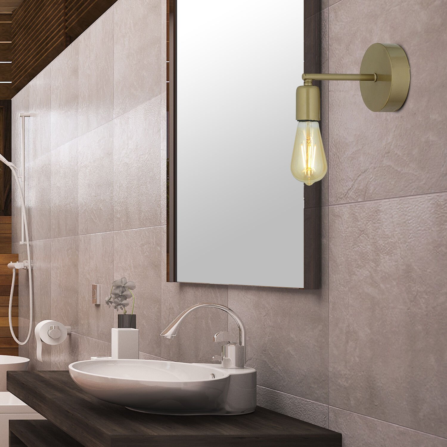 Binay Eskitme Boyalı Duvar Lambası Yatak Odası-Yatak Başı-Banyo Aplik