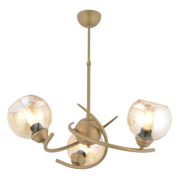 Pireal 3'lü Yuvarlak Eskitme Bal Camlı Modern Oturma Odası Salon Avize