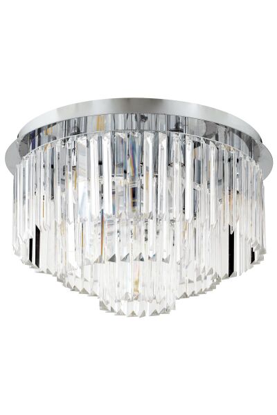 Nilüfer Yuvarlak Krom  Kristalli, Taşlı Modern Tasarım Kristal Salon Avize