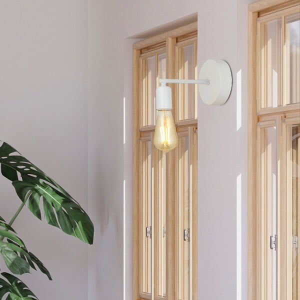 Binay Beyaz Boyalı Duvar Lambası Yatak Odası-Yatak Başı-Banyo Aplik