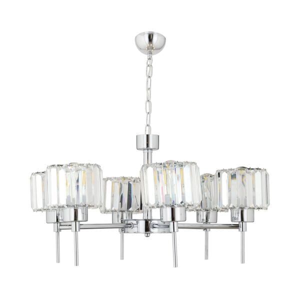 Sadem 6'Lı Krom Kristalli Taşlı Modern Tasarım Salon-Yatak Odası Kristal Salon Avize