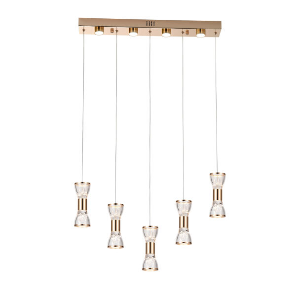 Sayen 5'li Sıralı Gold Sarkıt Led Avize