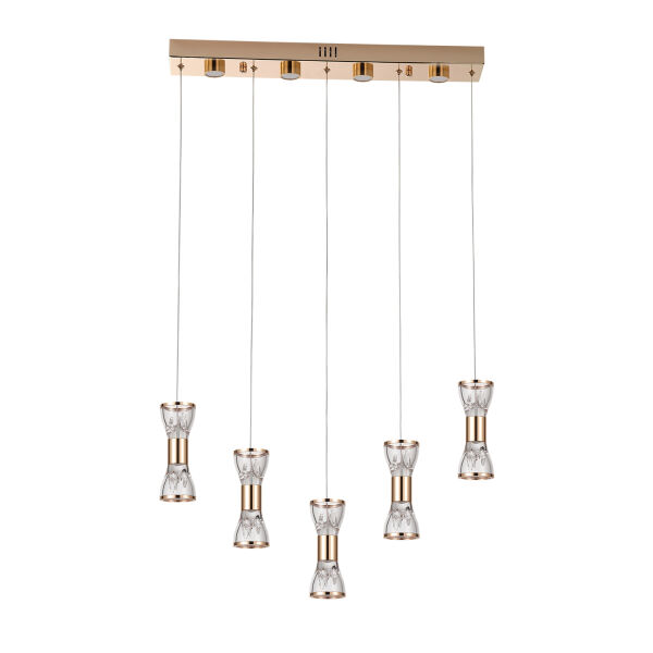 Sayen 5'li Sıralı Gold Sarkıt Led Avize