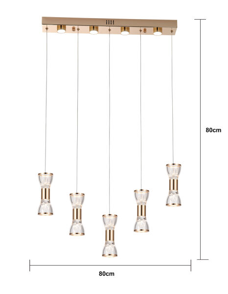 Sayen 5'li Sıralı Gold Sarkıt Led Avize