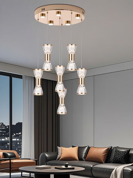 Sayen 6'Lı Yuvarlak Gold Sarkıt Led Avize