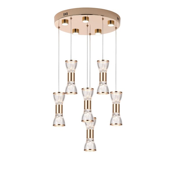 Sayen 6'Lı Yuvarlak Gold Sarkıt Led Avize