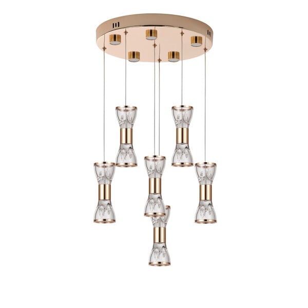 Sayen 6'Lı Yuvarlak Gold Sarkıt Led Avize
