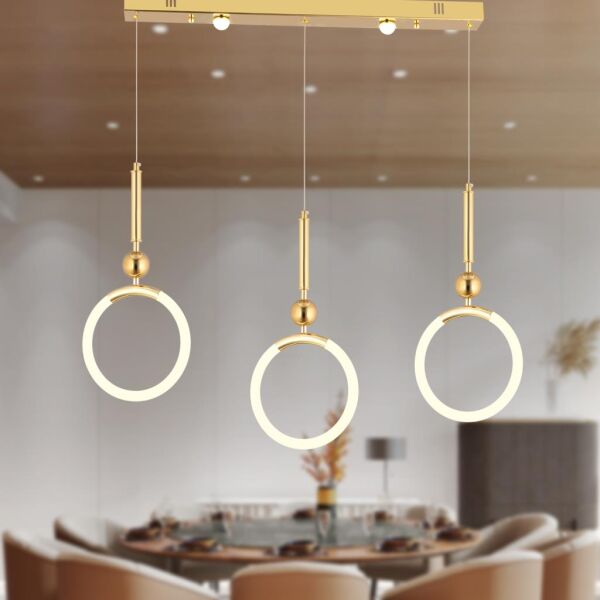 Struer 3'lü Sıralı Gold Ledli 66 Watt Modern Koridor, Yatak Odası Salon Sarkıt Led Avize
