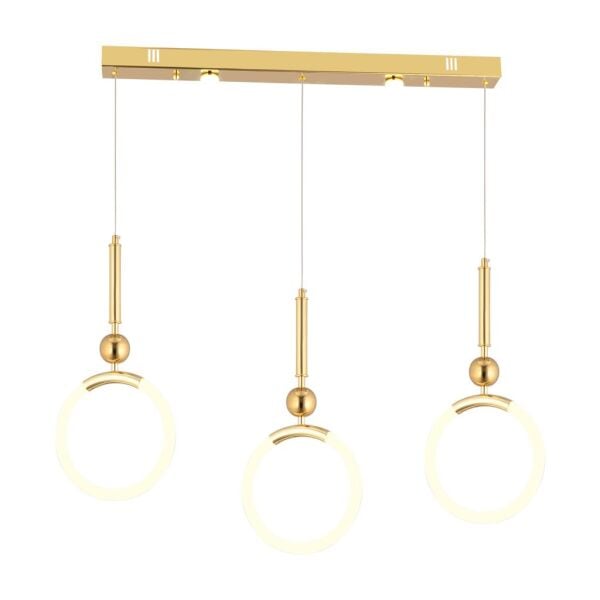 Struer 3'lü Sıralı Gold Ledli 66 Watt Modern Koridor, Yatak Odası Salon Sarkıt Led Avize