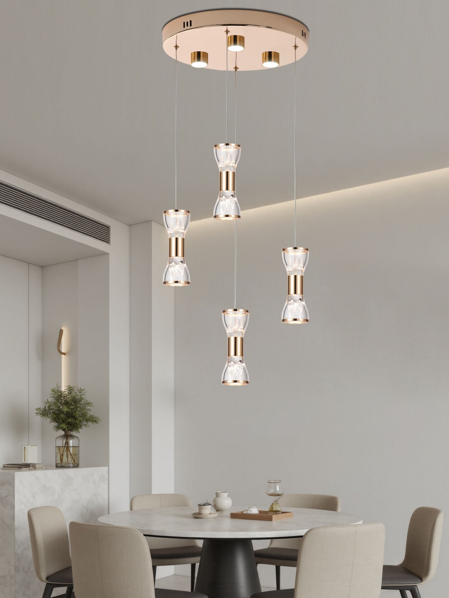 Sayen 4'Lü Yuvarlak Gold Sarkıt Led Avize