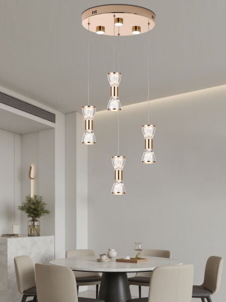 Sayen 4'Lü Yuvarlak Gold Sarkıt Led Avize