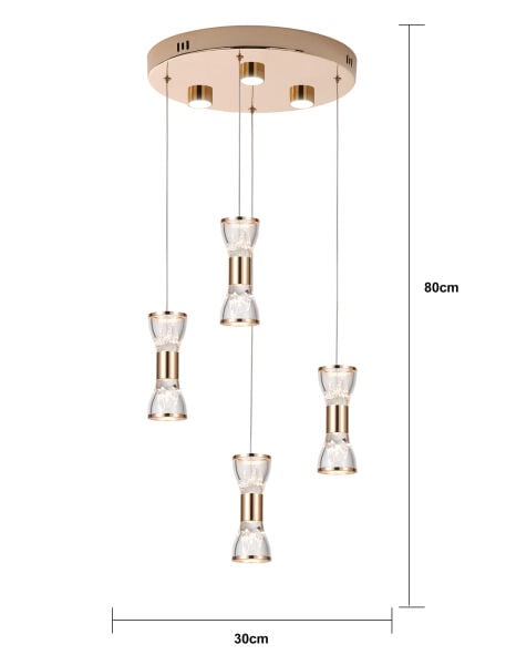 Sayen 4'Lü Yuvarlak Gold Sarkıt Led Avize